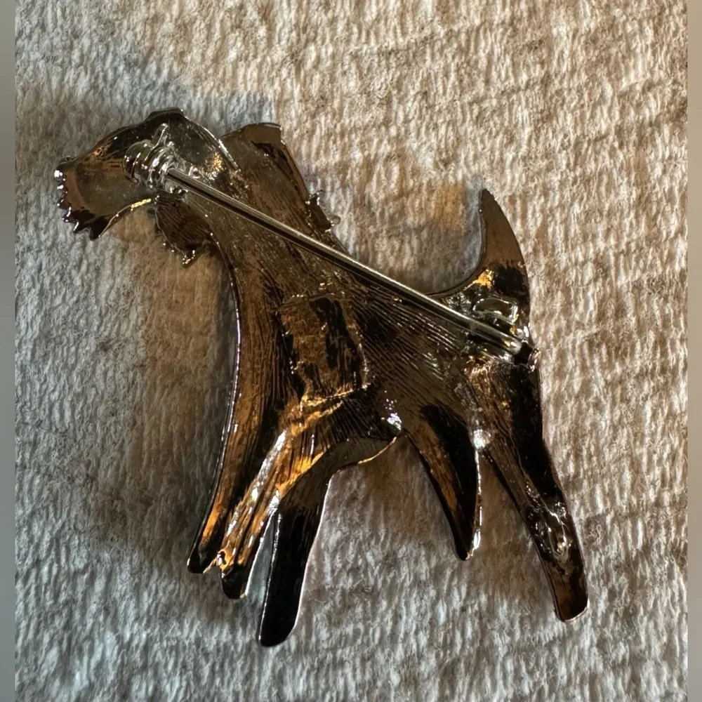 Stylish Dog Brooch with Red Accents